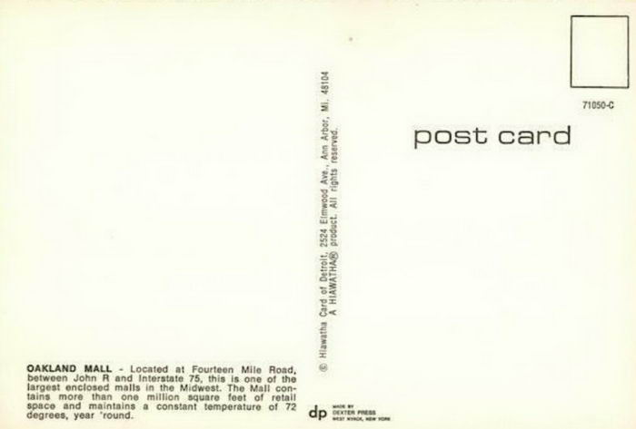 Oakland Mall - Old Post Card (newer photo)